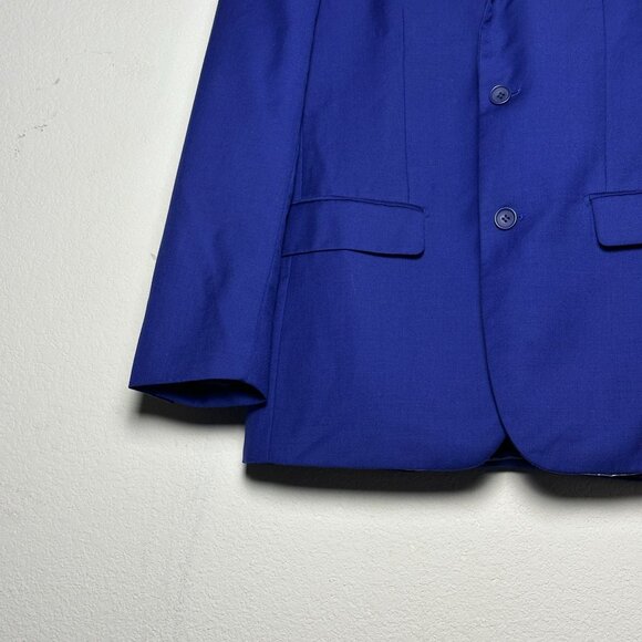 Mantoni Blazer Coat Jacket Men 38R Formal Blue Plain Disco Retro Minimal Party - Picture 11 of 14